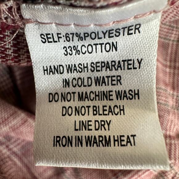 Cotton Candy LA Crop Top Womens M Pink Plaid Button Down Cottagecore Coquette - Picture 5 of 6